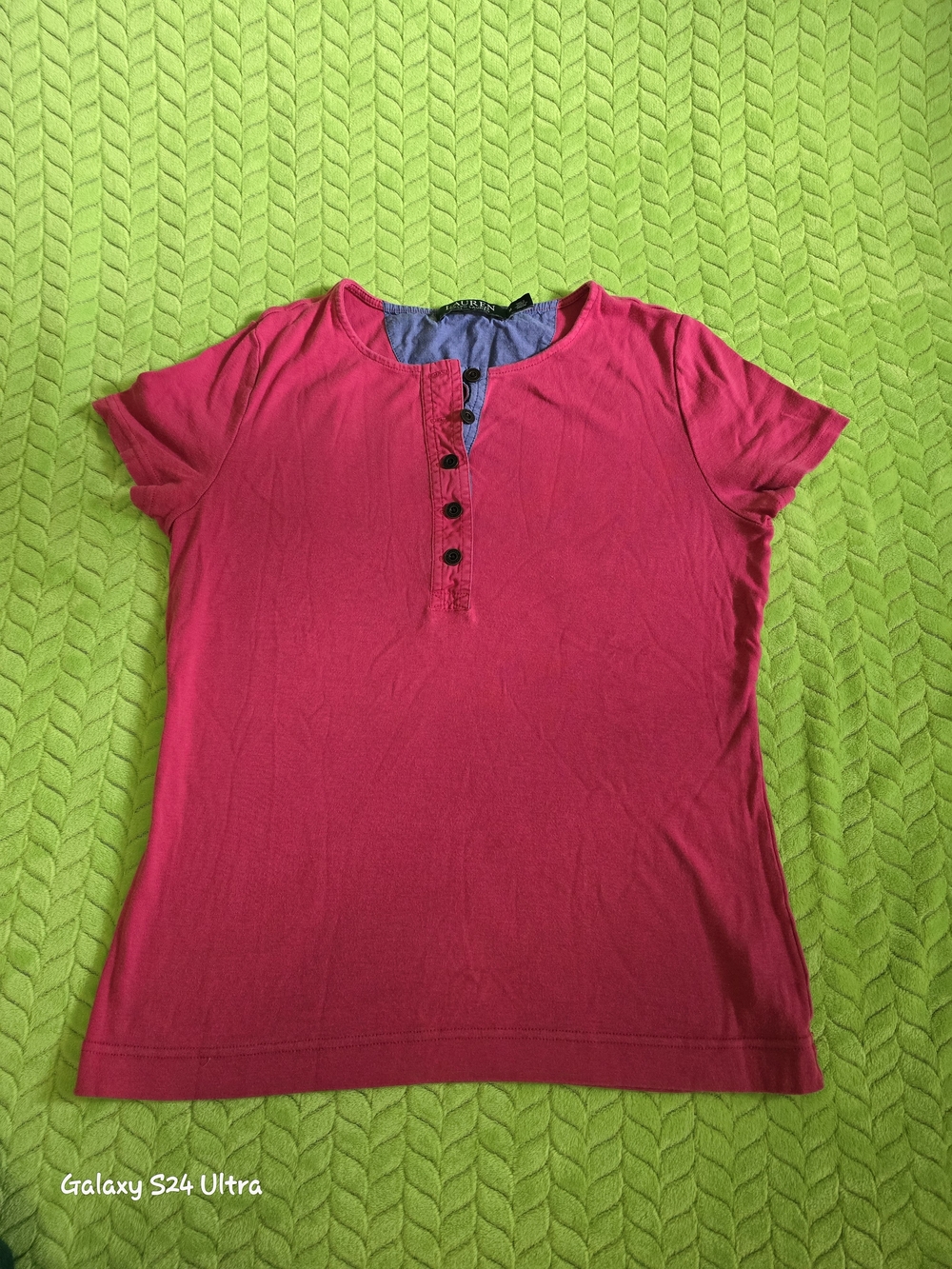 Ralph Lauren Hot Pink Short-Sleeve Henley Tee